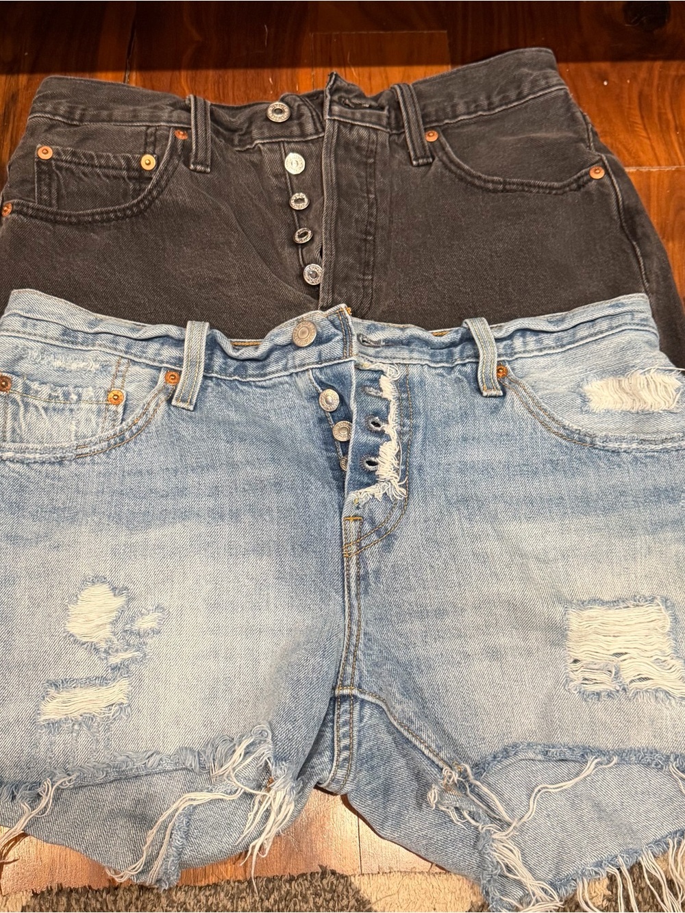 2- Levi’s high waisted button fly shorts